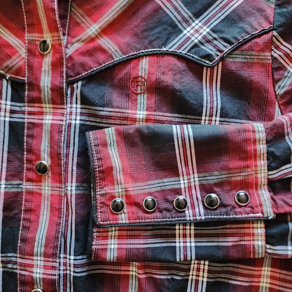 Roper long sleeve plaid western shirt,snap closure 100% cotton size M - Picture 7 of 13